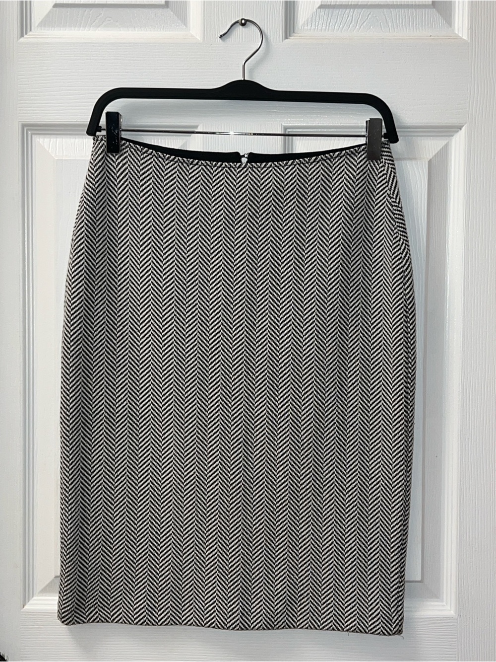 Armani Collezioni Black & White Herringbone Pencil Skirt